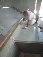 Chamfer panel being glassed in