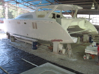 Port side stern view - ready for final undercoat
