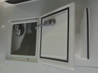 Muir Anchor winch and remote control in forward locker.