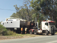 Sitting at the top of the driveway waiting to be moved at midnight down to new factory for topside painting