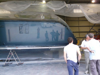 All tented and taped up for painting.