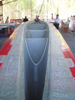 Hull shoe with some bulkheads fitted and ready to come out of the mould
